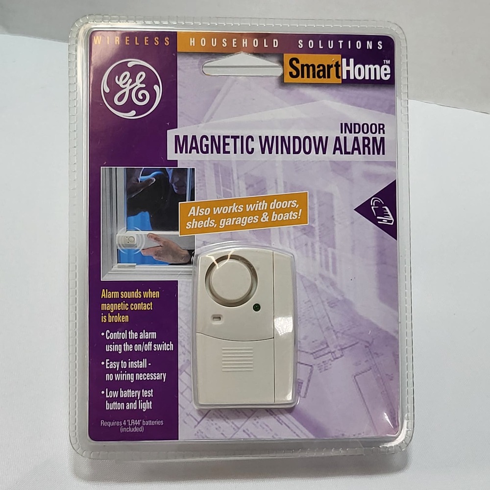 GE Smart Home Security Magnetic Window Alarm No Wiring Needed New Old Stock